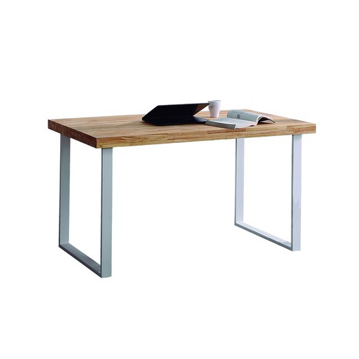 Natuurlijk/wit hout en metalen bureau, 120 x 60 x 73 cm | natuurlijk
