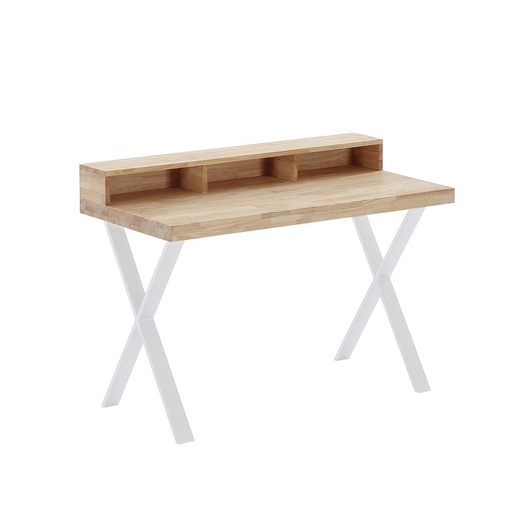 Natuurlijk/wit hout en metalen bureau, 120 x 60 x 88 cm | X loft