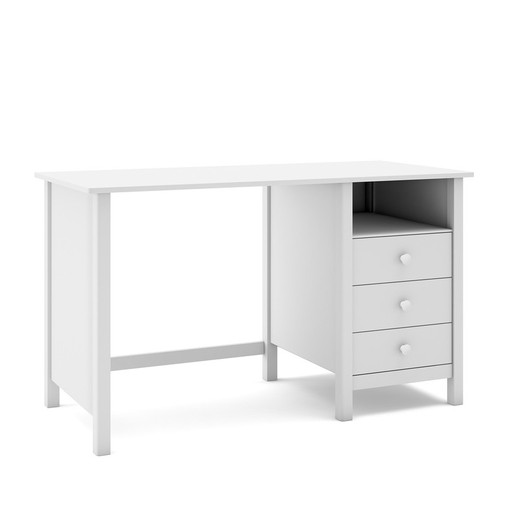 Hvidt fyrretræ skrivebord, 120 x 54 x 74 cm | Maks