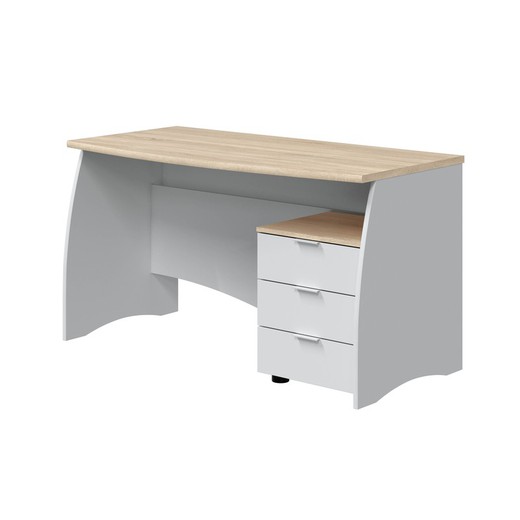 Skrivbord i vitt/naturligt trä, 136x67x74 cm | SNYGGT