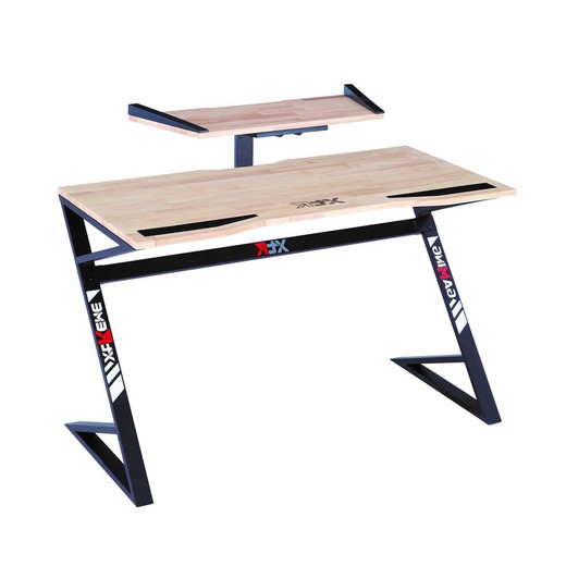 Gamer-Schreibtisch aus Holz und natürlichem/schwarzem Metall, 120 x 60 x 75 cm | XtrPro