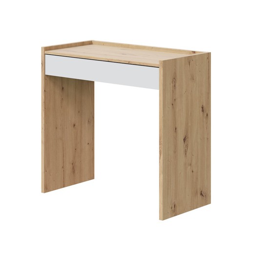 Γραφείο λευκό και φυσικό ξύλο, 81,5x40x77 cm | ΔΕΝ