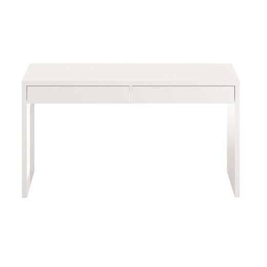 Vendbart skrivebord i hvidt, 138 x 50 x 75 cm