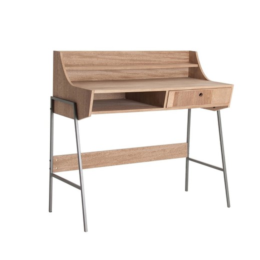 Vonitsa skrivebord lavet af grantræ, DM træ og jern i natur, 103 x 48 x 97 cm