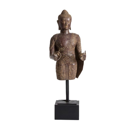 Buddha-Skulptur aus Kupferbronze, 34 x 35 x 104 cm