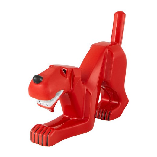 Scultura in porcellana a forma di cane rossa, 18,2 x 4,3 x 14,8 cm | Amici esuberanti