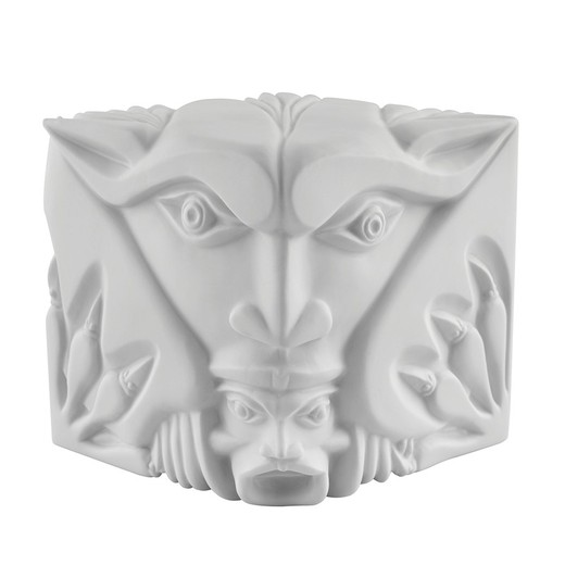 Good and Evil sculpture in white biscuit porcelain, 15.8 x 15.8 x 15.3 cm | Gargoyles