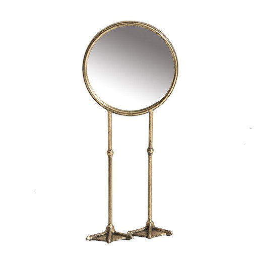 Espejo de hierro en dorado, 20 x 9 x 46 cm | Angon