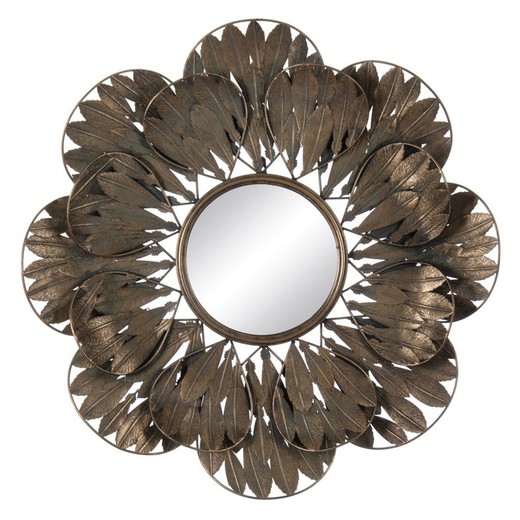 Espejo de cristal y hierro en dorado, 69 x 6,5 x 69 cm