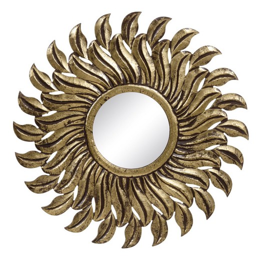 Espejo de cristal y madera en dorado, 80 x 1,75 x 80 cm