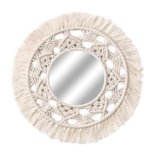 Espejo de cuerda y espejo blanco, 45 x 1 x 45 cm | Natural