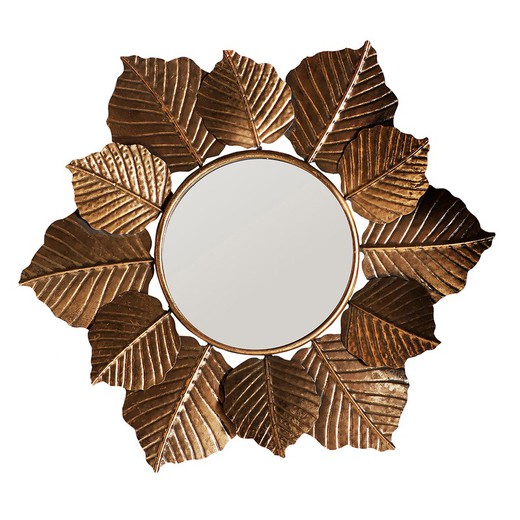 Espejo de hierro y espejo dorado, 60 x 5 x 70 cm | Hojas