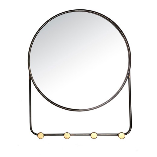 Espejo de hierro y espejo negro y dorado, 50 x 5 x 63 cm | Vische