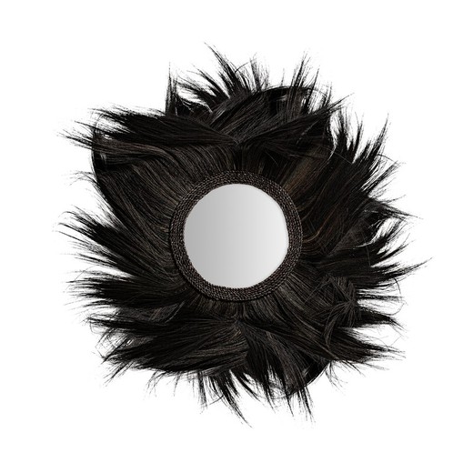 Espejo de pared de fibra natural en negro, 100 x 2 x 100 cm | Sinko