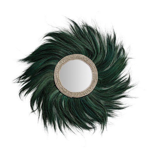 Espejo de pared de fibra natural en verde, 100 x 2 x 100 cm | Sinko