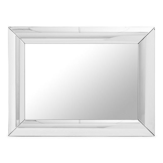 Espejo de pared de madera en plata, 103x75 cm