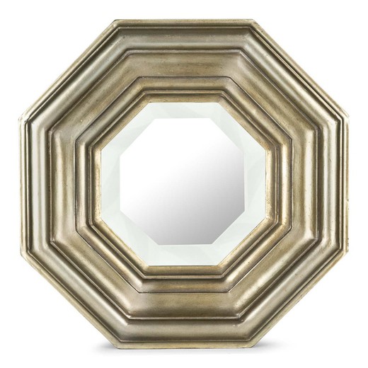 Espelho de parede de madeira prateado, 40,70x40,70x5 cm