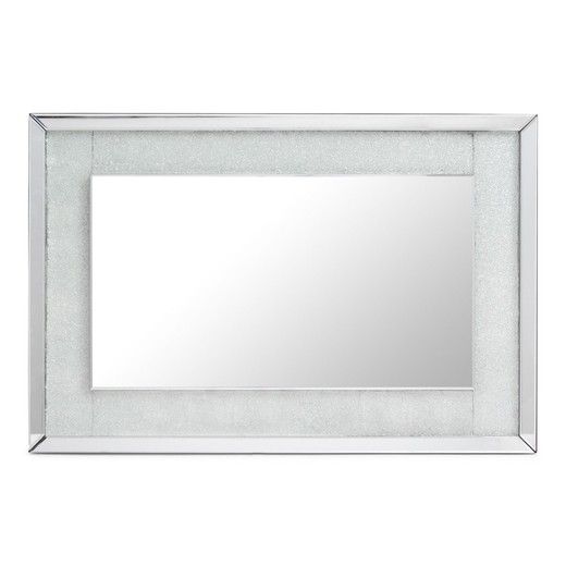 Drewniane lustro ścienne w kolorze srebrnym, 60x90 cm