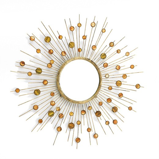 Metalowe lustro ścienne w masie perłowej, 98x5x98 cm
