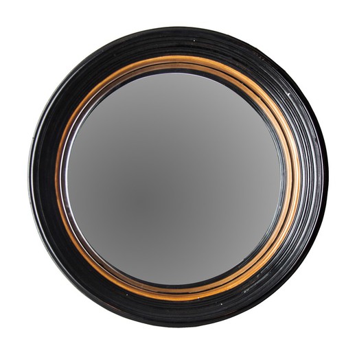 Resin vægspejl og sort/guld spejl, Ø54x8 cm.