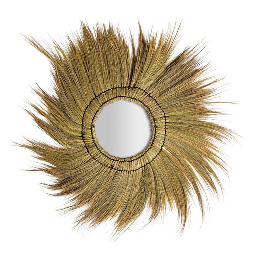 Specchio in fibra naturale Nazombe color naturale, 100 x 3 x 100 cm