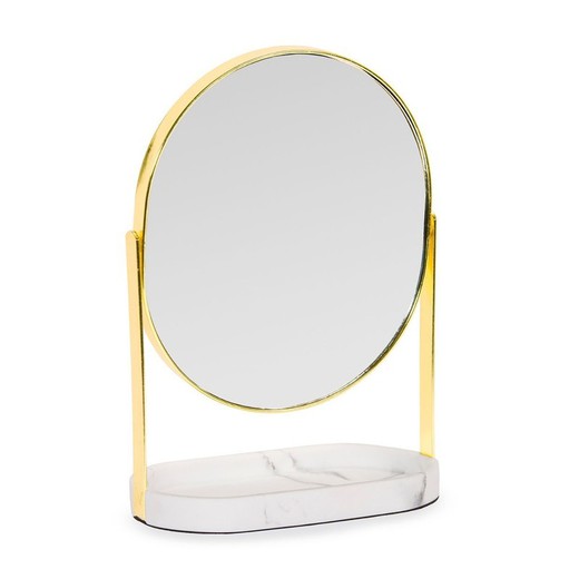 Espelho de pé com bandeja de efeito de mármore x2 Ampliação, 18x10x25,5cm