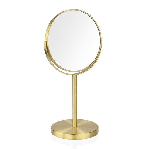 Miroir sur pied en métal X5 Grossissement doré, 25x6x40cm