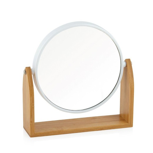 Espejo Pie X3 Aumentos de Bambú, 19x5x19,5cm