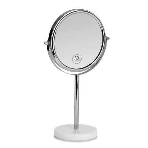 Miroir Debout X5 Blanc / Marbre Chrome Grossissement, Ø20x34cm