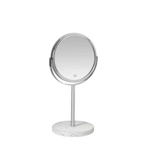 Miroir Debout X5 Blanc / Marbre Chrome Grossissement, Ø20x34cm