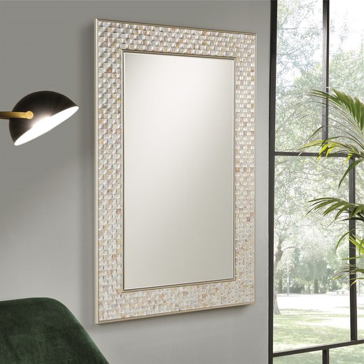 Specchio da parete rettangolare. Cornice mosaico 120 x 80 x 2 CM — Qechic