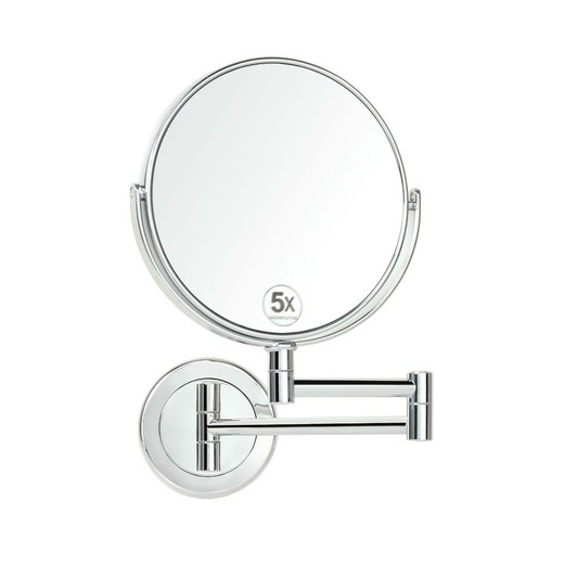 Utdragbar rund spegel x5 Chrome Förstoring, Ø17cm