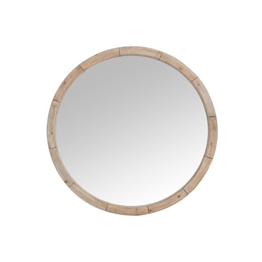 Espelho redondo de madeira natural