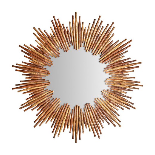 Rieden mirror made of recycled mango wood in natural, 120 x 5 x 120 cm