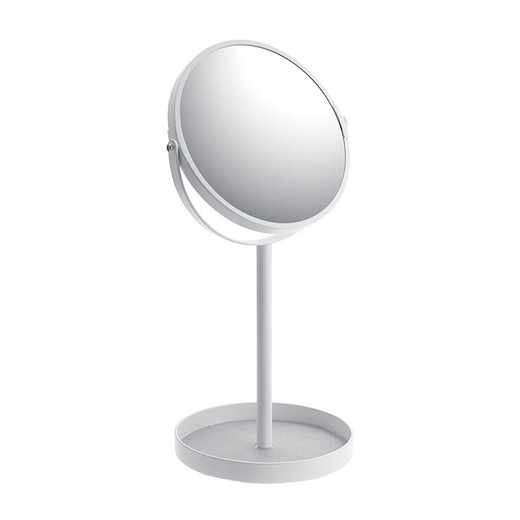 Kosmetikspiegel aus Stahl und Spiegel in Weiß, 33 x 17,5 x 14 cm | Turm