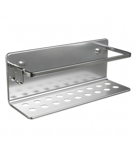 Silver aluminium shower shelf, 12 x 10 x 30 cm