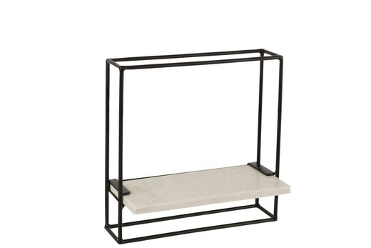 S MURAL shelf in Black/White Marble and Iron, 15.5x35x35 cm