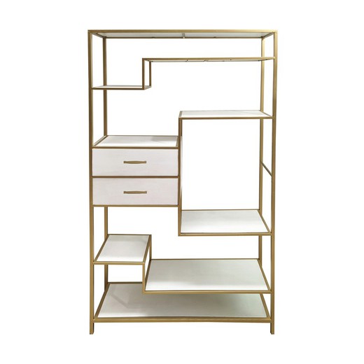 Adler Gold/White Metal and Wood Shelf, 100x30x180 cm