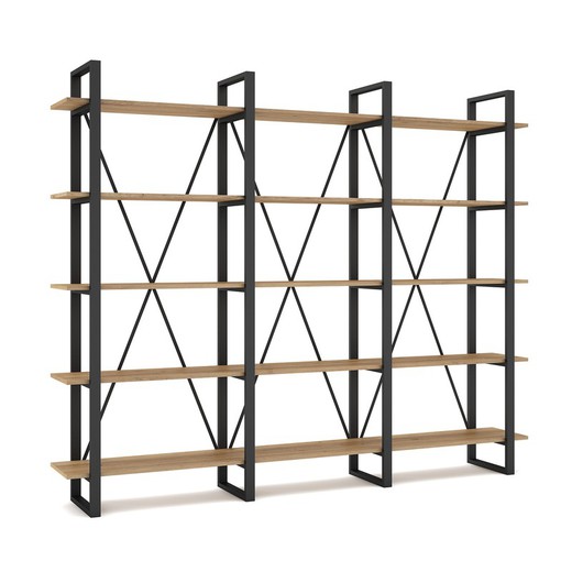 Zwarte en natuurlijke houten plank, 217,5 x 34,5 x 180 cm | herleven