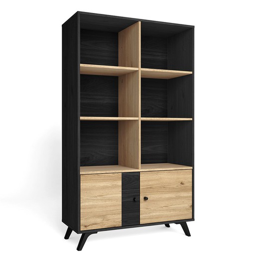 Black and natural wooden shelf, 92.1 x 40 x 160.2 cm | bocami