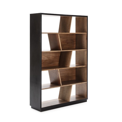 Black and Natural Wood Shelf, 120x34x180 cm