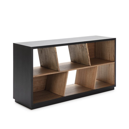 Black and Natural Wood Shelf, 152x42x79 cm