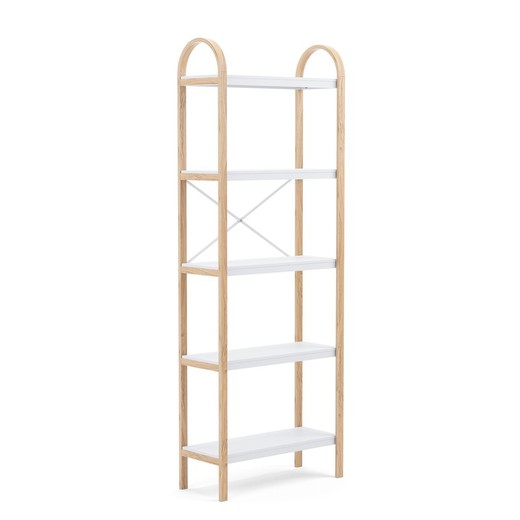 White and natural wooden shelf L, 61 x 26 x 170 cm | Bellwood