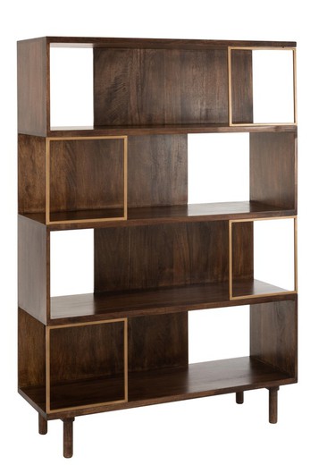 RAFI Shelf in Mango Wood and Dark Brown/Golden Iron, 115x40x167.5 cm