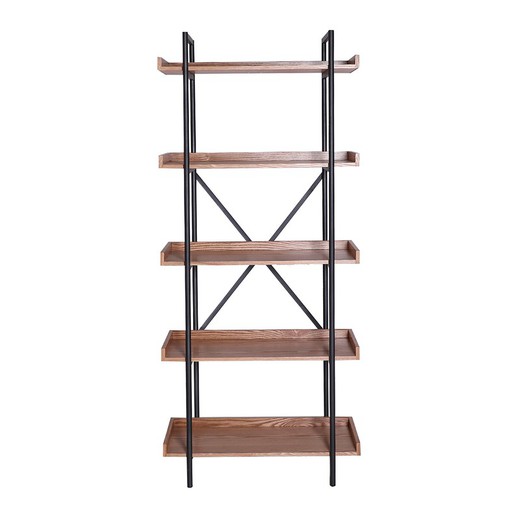 Rathgar iron and fir wood shelf in black/natural, 76 x 36 x 173 cm