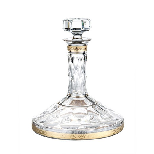 Transparent and gold-plated glass and gold boat bottle case, Ø 19.5 x 23.3 cm | S. Carlos