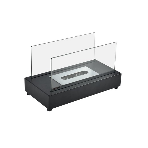 Steel and glass bioethanol stove in black, 35.5 x 18 x 20.5 cm | Etna