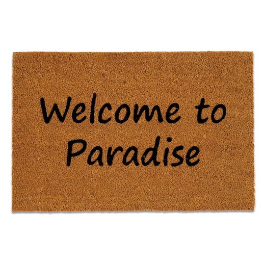 Kokosfaser-Fußmatte "Willkommen im Paradies", 40x60cm