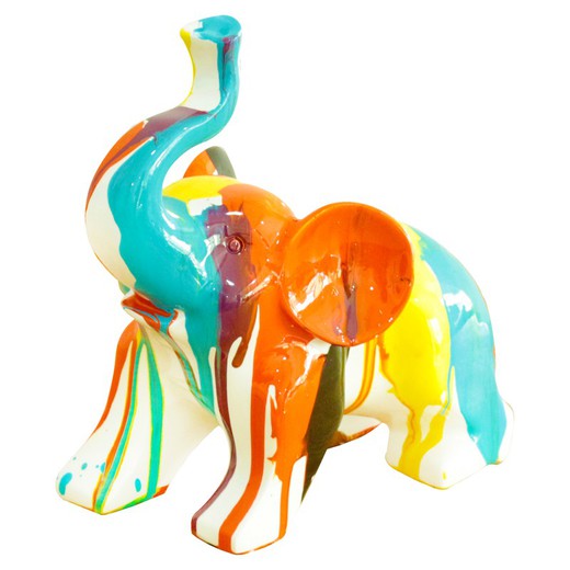Kuatéh Hathi Baby elefant Figur 19x12x20 cm Flerfarvet