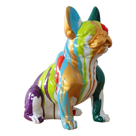 Figur Boston Terrier sidder Kuatéh Nina 40x29x 45 cm flerfarvet